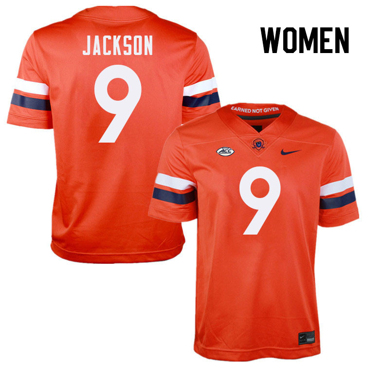 Women Virginia Cavaliers #9 Jam Jackson College Football Jerseys Stitched-Orange